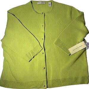 Lord & Taylor Women's Lime Cashmere Cardigan with Pearl Buttons